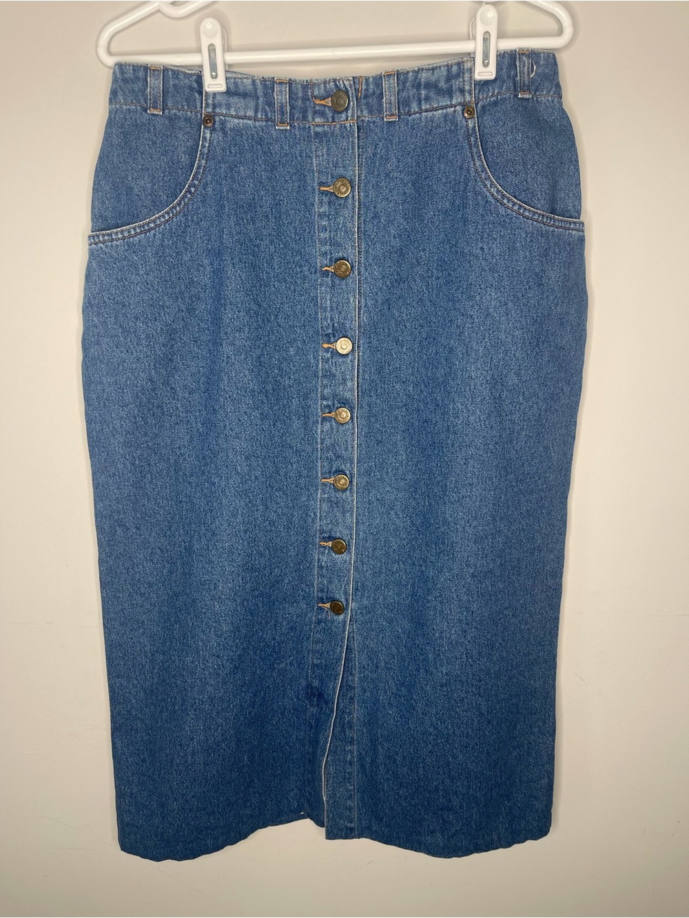 Women’s Eddie Bauer size 12 Classic Blue Button-Front Denim Skirt -‎ Women's